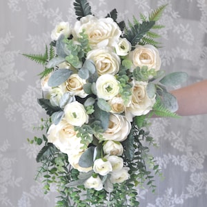Cascade bridal bouquet, Wedding Flower Bouquet, Wedding Flowers, Bridal Bouquet, Burgundy Bouquet, Bridesmaid Bouquet, White Flowers.