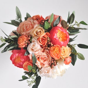 Coral wedding flowers, bridal bouquet, silk wedding flowers,  bouquet, coral flowers, silk bouquet, wedding bouquet, destination wedding