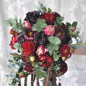 Cascade bridal bouquet, Wedding Flower Bouquet, Wedding Flowers, Bridal Bouquet, Burgundy Bouquet, Bridesmaid Bouquet, Burgundy Flowers.