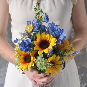 Sunflower Wedding Bouquet, Bridal Flowers, Sunflowers, Bridal Bouquet, Wildflower Bouquet, Boho, Sunflower Silk Flower Wedding Bouquet. image 1