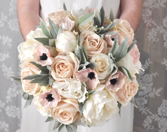 Pink Wedding Bouquet, Bridal Bouquet, Silk Flower Bouquet, Artificial Flower Bouquet, Flower Bouquet, Blush, Silk Flowers, Wedding Flowers