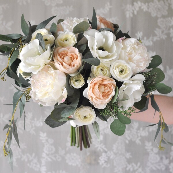Wedding Bouquet, Bridal Bouquet, Blush Pink, Silk Flower Bouquet, Artificial Bouquet, Pink Bouquet, Silk Flowers, Wedding Flowers,Eucalyptus