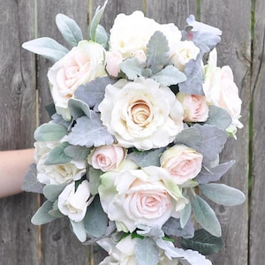 Cascade Bouquet, Wedding Flowers, Wedding Bouquet, Silk Flowers, Bridal Bouquet, Fake Flowers, Brides Bouquet, Flower Bouquet, Blush Bouquet