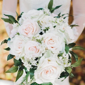 Blush Pink Bouquet, Wedding Bouquet, Bridal Bouquet, Cascade Bouquet, Silk Flowers, Artificial Flower Bouquet, Wedding Flowers, Silk Flowers