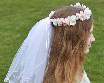 Wedding headpiece, bridal headpiece, wedding hairpiece, first communion, wedding flowers, wreath, headband, boho, hair accessories, wedding