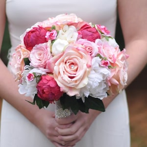 wedding flowers, wedding bouquet, bridal flowers, silk flowers, bouquet, pink wedding, boho bouquet, silk bouquet, bride’s bouquet, rose