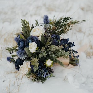 Cascade bridal bouquet, Wedding Flower Bouquet, Wedding Flowers, Bridal Bouquet, Blue Bouquet, Bridesmaid Bouquet, Blue Wedding Flowers.