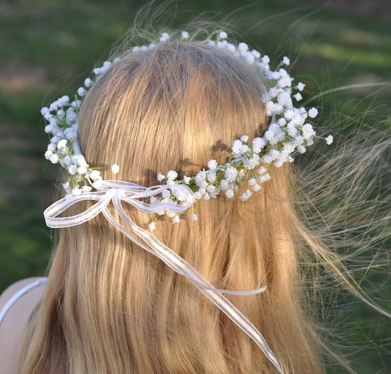 White Wedding Flower Crown White Groom Boutonniere Flower Girl 