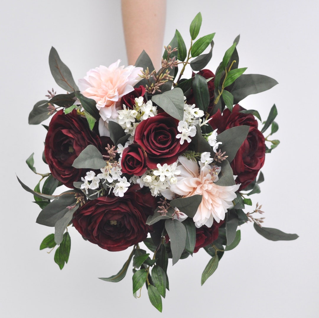 1 confezione 12 teste fiori bordeaux artificiali seta finta festa della mamma Bouquet rosa Vintage per centrotavola fai da te decorazioni per feste  15