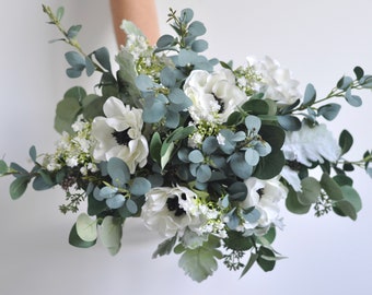 Wedding Bouquet, Bridal Bouquet, Silk Flower Bouquet, Artificial Flower Bouquet, Flower Bouquet, Silk Flowers, Wedding Flowers, Eucalyptus