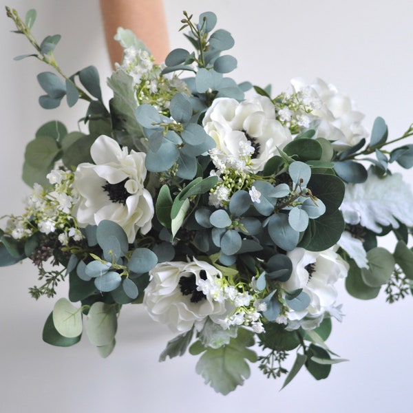Wedding Bouquet, Bridal Bouquet, Silk Flower Bouquet, Artificial Flower Bouquet, Flower Bouquet, Silk Flowers, Wedding Flowers, Eucalyptus