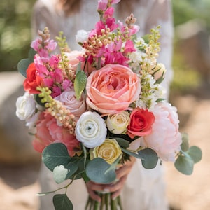 Wedding flowers, bridal bouquet, silk wedding flowers, wildflower bouquet, coral flowers, silk bouquet, wedding bouquet, destination wedding
