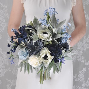 Blue Wedding Bouquet, Bridal Bouquet, Flower Bouquet, Silk Flower Bouquet, Artificial Flower Bouquet, Wedding Flowers, Silk Flowers