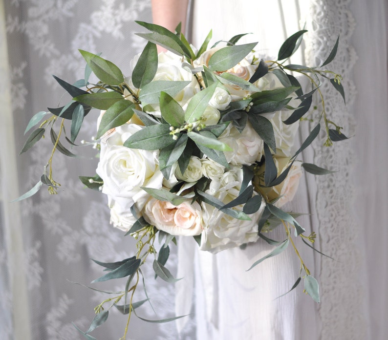 wedding flowers White bridal bouquet peony bridal flowers white roses wedding destination wedding silk flower wedding bouquet.