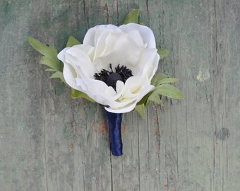 Anemone boutonniere, buttonhole, wedding boutonniere, groomsmen buttonhole, prom boutonniere, wedding flowers, groom, wedding party