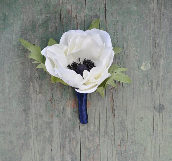 Anemone Boutonniere, Wedding Flowers, Poppy, Silk Flowers, Wedding ...