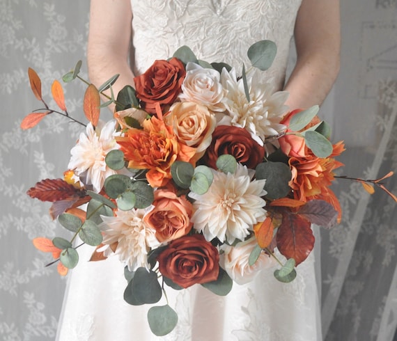 Fall Bridal Bouquet, Wedding Flower Bouquet, Faux Wedding Flowers