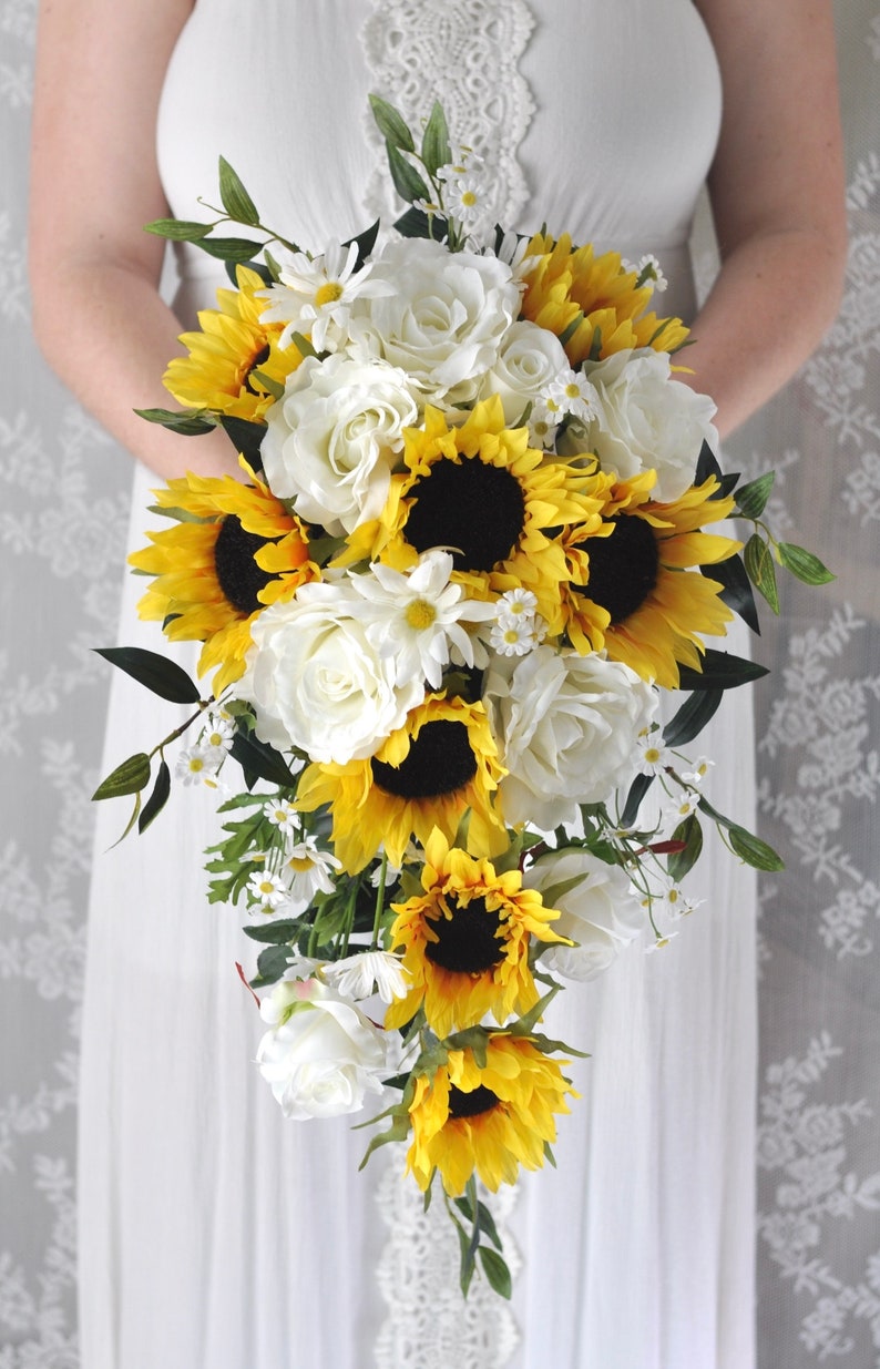 Bridal Bouquet Cascade Bouquet Sunflower Bouquet Bride | Etsy