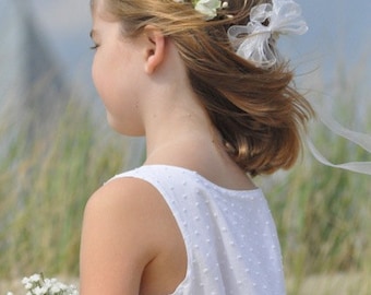 First communion headpiece, first communion flower crown, white flower crown for girls, flower girl crown, holy communion headband, halo