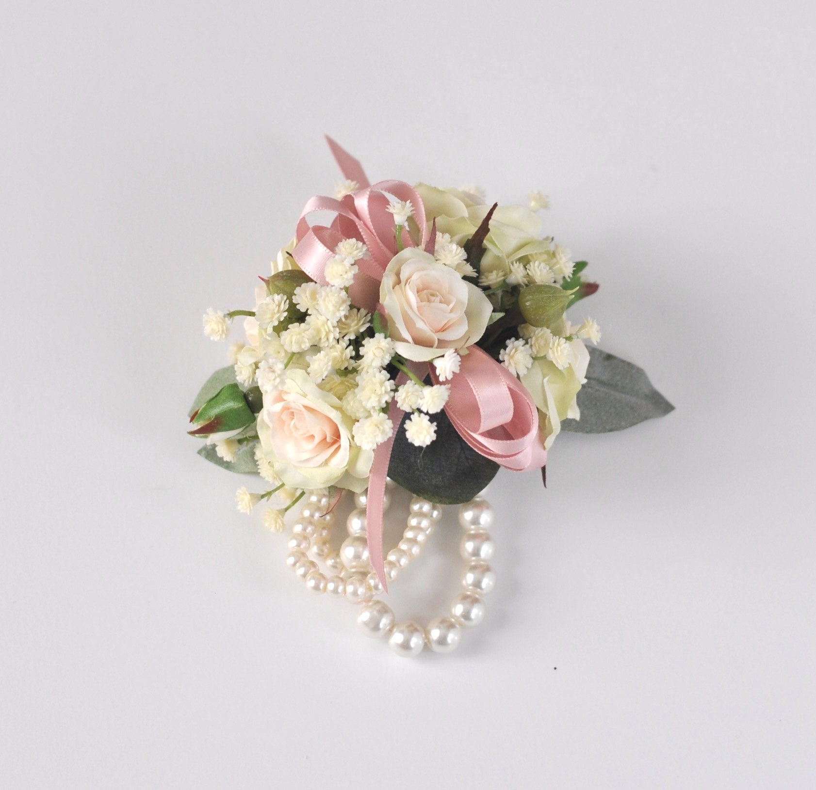 Baywell Wrist Corsages for Wedding (Set of 2), Blush & Pink