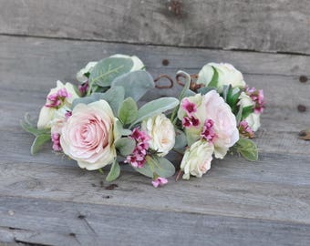 Wedding headpiece, bridal headpiece, wedding hairpiece, first communion, wedding flowers, wreath, headband, boho, hair accessories, wedding