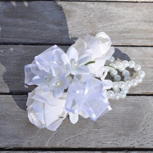 Corsage, wrist corsage, wedding corsage, prom corsage, bridal shower corsage, corsages, flower corsage, shower corsage, silk flowers image 2