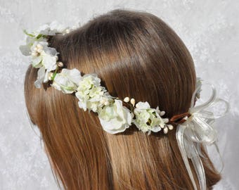 Wedding headpiece, bridal headpiece, wedding hairpiece, first communion, wedding flowers, wreath, headband, boho, hair accessories, wedding