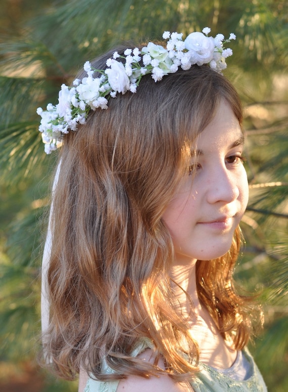 Corona de niña de flores de primavera, corona de pelo de flores, corona de  flores de boda, corona floral, halo de flores, corona de flores de boda  Boho, diadema de flores 