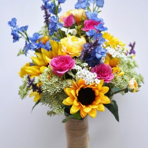 Ramo de novia de girasol, flores de novia, girasoles, ramo de novia, ramo de flores silvestres, bohemio, ramo de novia de flores de seda de girasol.