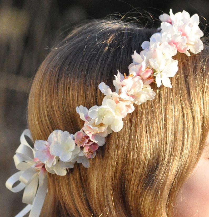 Casque de première communion, couronne de fleur de première communion, couronne de fleur blanche pour les filles, couronne de fille de fleur, bandeau de communion sainte, halo image 1