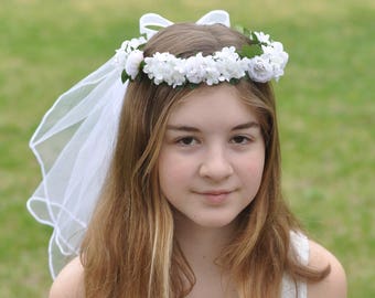 First Communion Headpiece First Communion Flower Crown White Etsy