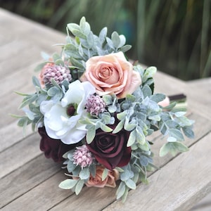 Wedding Bouquet, Wedding Flowers, Flower Bouquet, Burgundy, Poppy, Silk Flowers, Flower Bouquet, Bridal Bouquet, Boho, Bridesmaid Bouquet