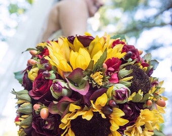 Sunflower Bouquet, Wedding Flowers, Wedding Bouquet, Silk Flowers, Flower Bouquet, Bridal Bouquet, Rustic Wedding, Bridesmaids, Flowers