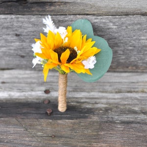 Sunflower Bouquet, Boho Bouquet, Bride Bouquet, Eucalyptus, Silk Wedding Flowers, Wedding Flowers, Wedding Bouquet, Sunflower,Bridal Bouquet image 10