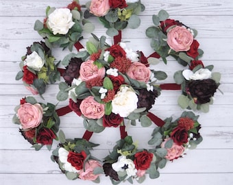 Silk wedding flowers, brides bouquet, wedding bouquet, boho bouquet, red, burgundy, pink, cascade bouquet, boho bride, destination wedding.