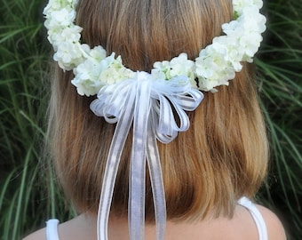 First communion headpiece, first communion flower crown, white flower crown for girls, flower girl crown, holy communion headband, halo