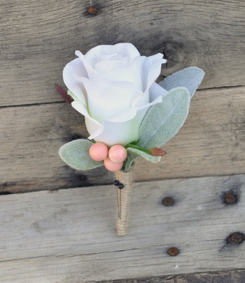 Boutonniere Wedding Flowers Silk Flowers Wedding Etsy