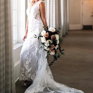 Cascade bridal bouquet, Wine, Dusty Rose, Rose Quartz, Flower Bouquet, Wedding Flowers, Bridal Bouquet, Cascading Bouquet, Bride Bouquet