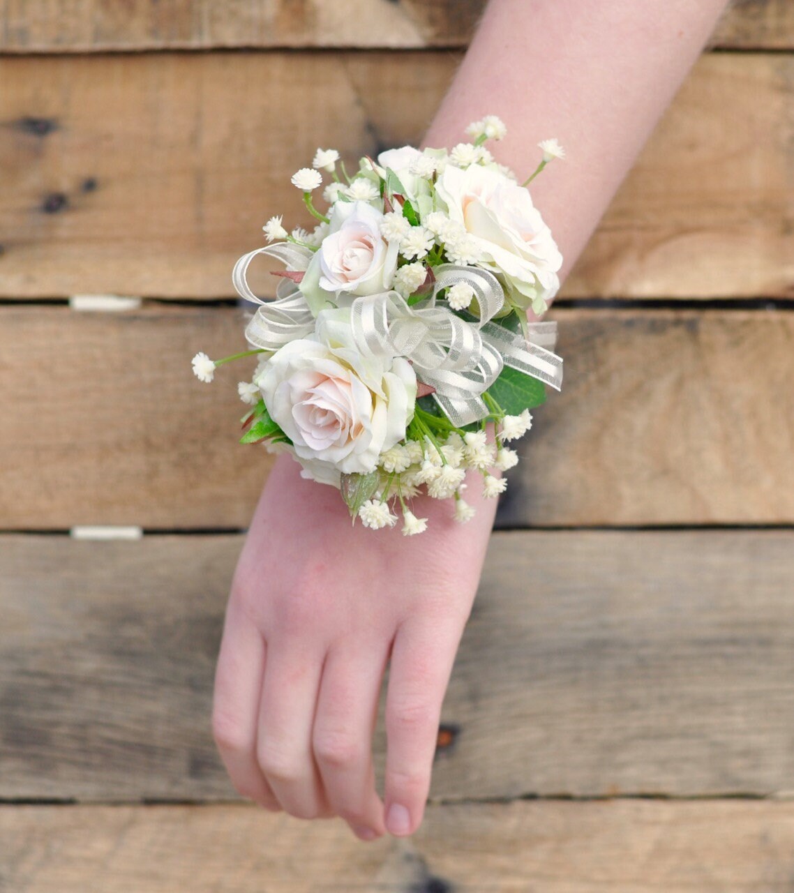 Ivory Rose Corsage, Wedding Flowers, Wedding Corsage, Prom Corsage