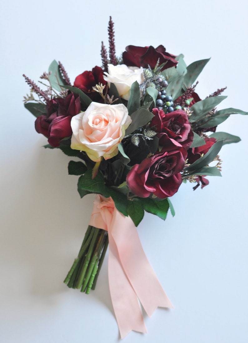 Burgundy Wedding Bouquet Wedding Flowers Bridal Bouquet Etsy