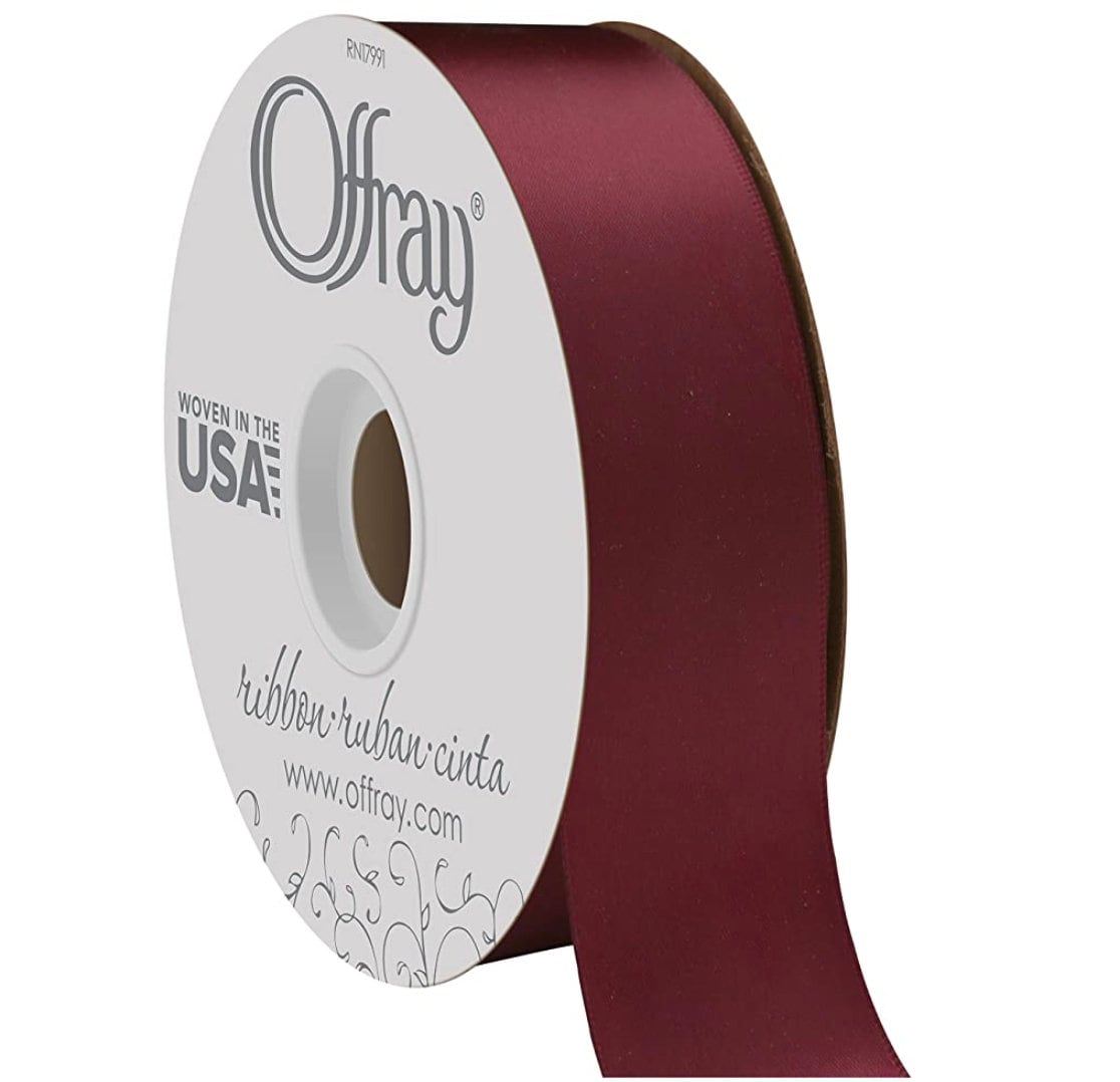 Aubergine Satin Ribbon 1.5 wide BY THE YARD, Double Faced Satin