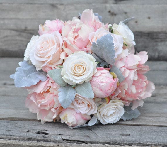 Wedding Bouquet Blush Pink Bouquet Pink Peonies Ivory Roses Etsy