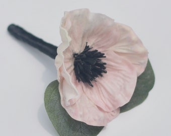 Wedding Boutonniere, Rustic Boutonniere, Flower Boutonniere, Poppy Wedding, Eucalyptus, Rustic Wedding, Boutonnieres, Blush Pink, Buttonhole