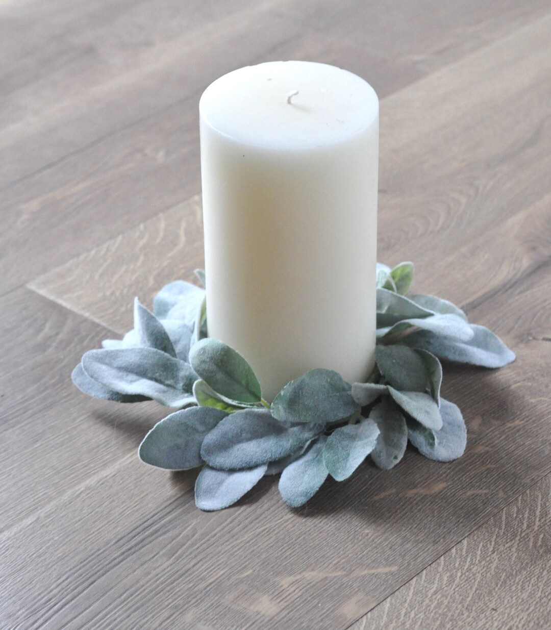 Lambs Ear Wreath Candle Ring Herb Ring Wedding Decor Etsy