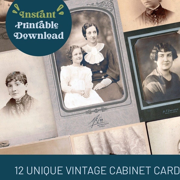 Vintage Cabinet Cards, Vintage Photos, Late 1800s, Digital Printable, Art Journal, Junk Journal Ephemera, Scrapbook Collage Fodder