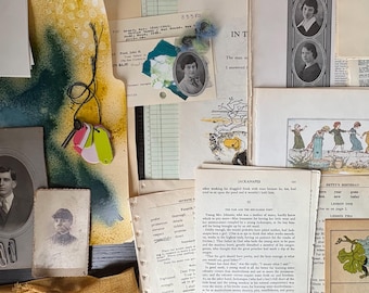 School Days Junk Journal Kit — Vintage Academic Ephemera, Yearbook Photos, Handmade Collage Supplies