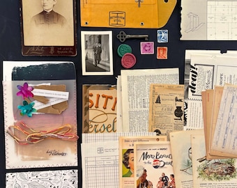 Key to Curiosity Junk Journal Kit — Vintage Ephemera, Wax Seals, Handmade Collage Supplies