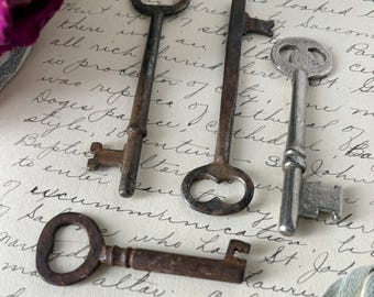 4 Skeleton Keys Set | Witchy Decor, Journal Embellishment & Antique Key Charms
