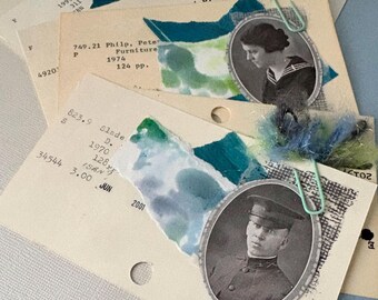 1919 Yearbook Portrait Card — Junk Journal Ephemera, Library Catalog Card, Handmade Collage Kit