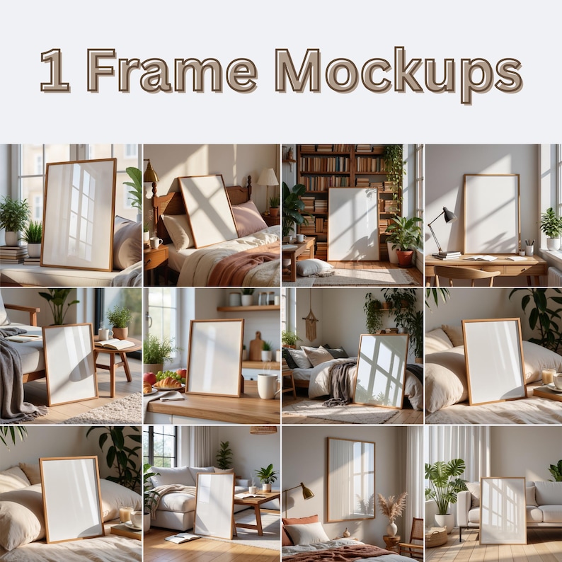 180 wall art mockup bundle with PSD and PNG files showing framed posters and artwork in realistic interior scenes. Includes gallery wall mockups, modern and Scandinavian wall decor, frame mockups, poster displays, art print mockups, and interior wall mockups for Etsy listings, digital artists, designers, and print sellers. Easy to edit in Photoshop or Photopea.